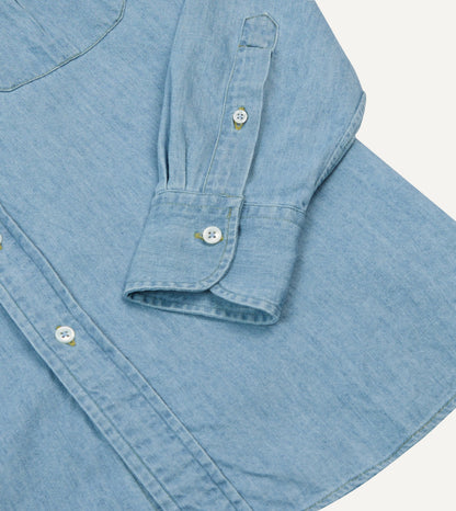 Drake's Bleach Wash Denim Work Shirt