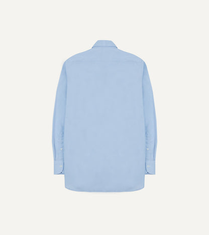 Drake's Sky Blue Cotton Spread Collar End-on-End Poplin Shirt