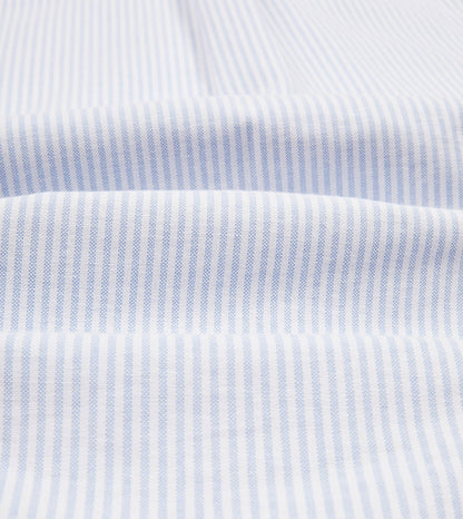 Drake's Light Blue Ticking Stripe Cotton Oxford Cloth Button-Down Shirt