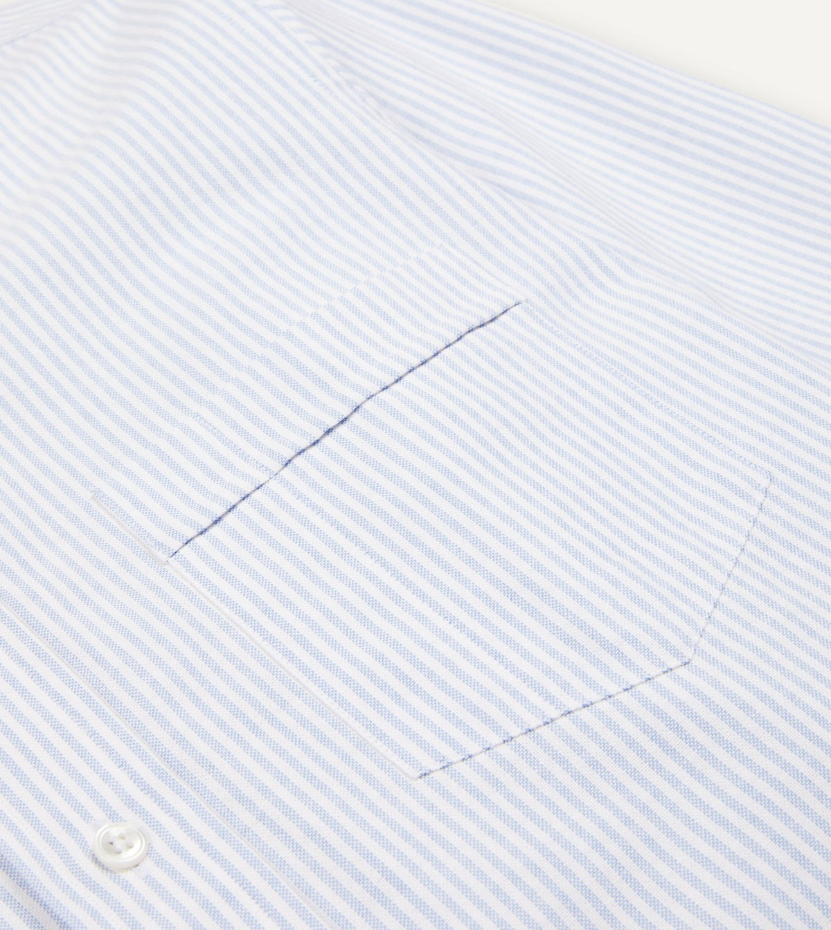 Drake's Light Blue Ticking Stripe Cotton Oxford Cloth Button-Down Shirt