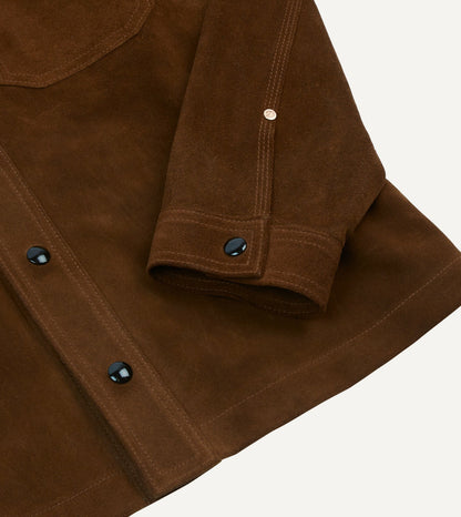 Drake's Brown Roughout Suede Overshirt