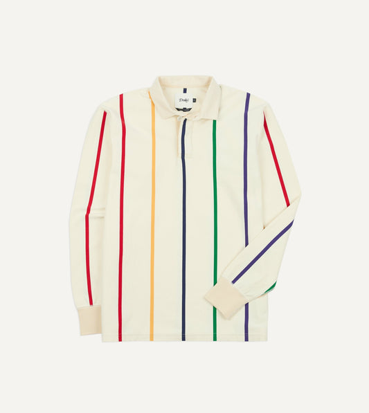 Drake's Primary Vertical Stripe Cotton Rugby Shirt