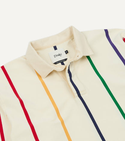 Drake's Primary Vertical Stripe Cotton Rugby Shirt