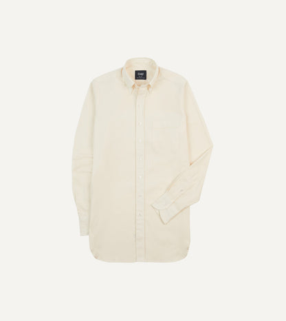 Drake's Ecru Pinpoint Oxford Cotton Cloth Button-Down Shirt