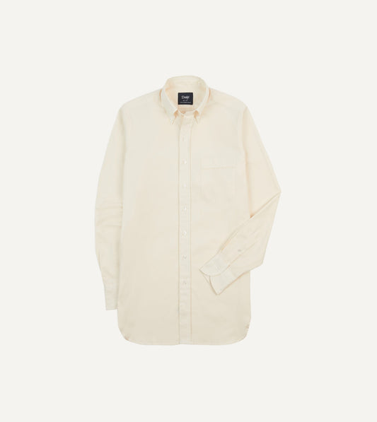 Drake's Ecru Pinpoint Oxford Cotton Cloth Button-Down Shirt