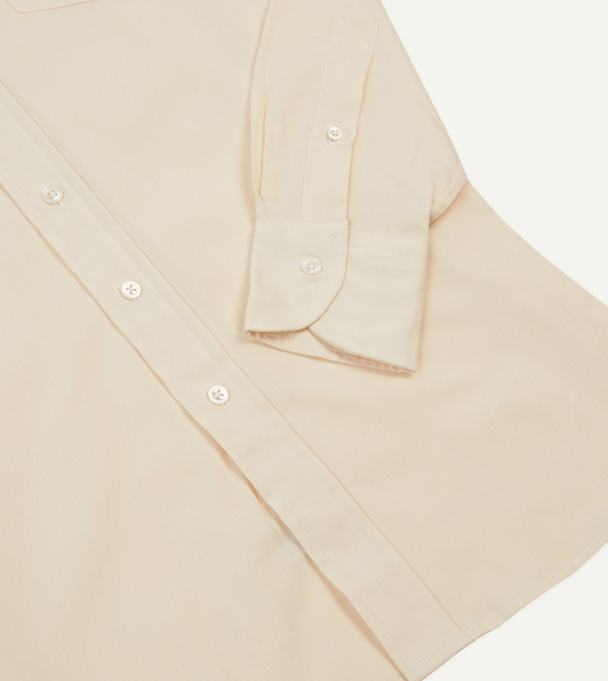Drake's Ecru Pinpoint Oxford Cotton Cloth Button-Down Shirt