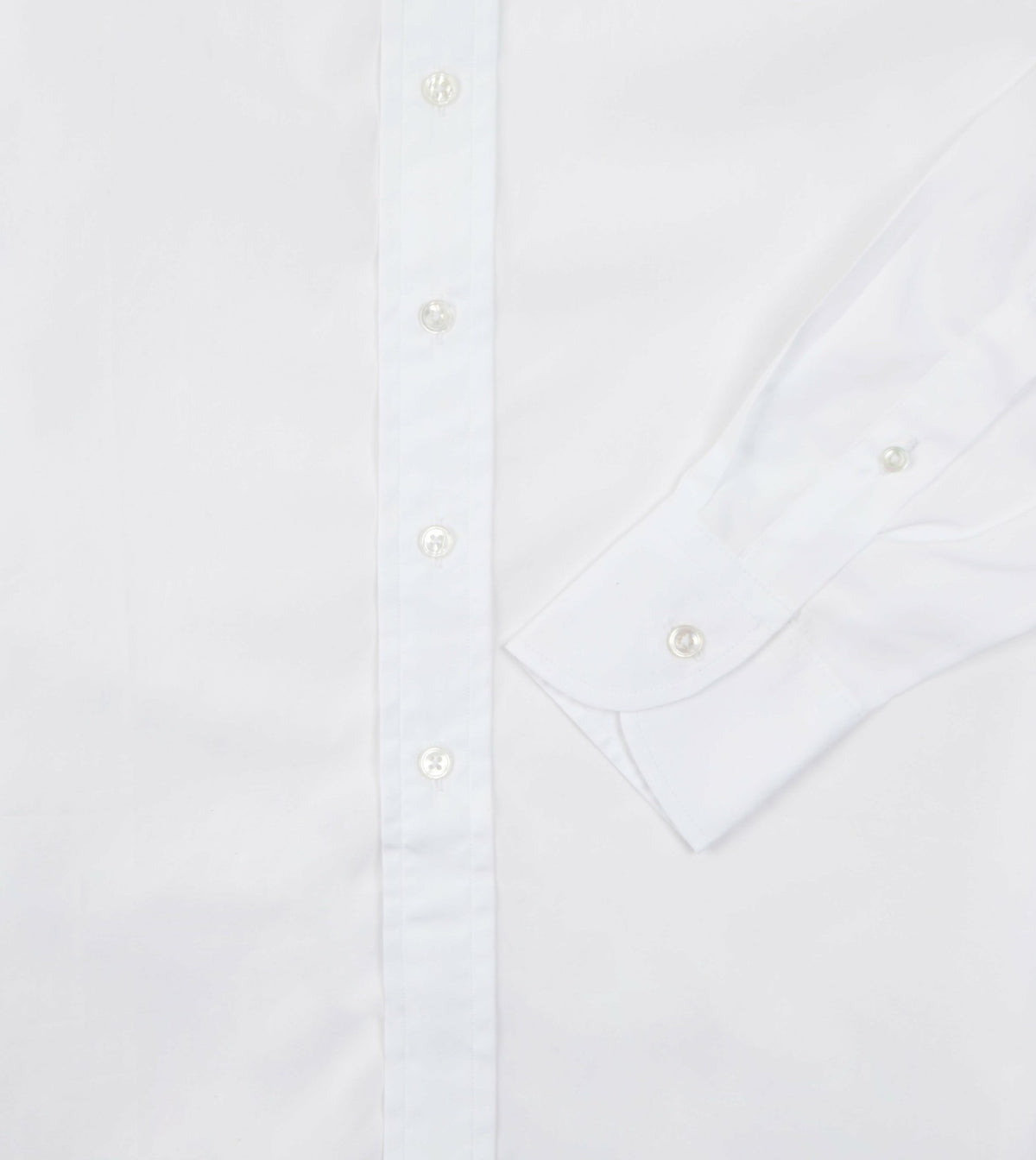 Drake's White Cotton Poplin Long Point Collar Shirt