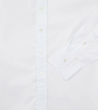 Drake's White Cotton Poplin Long Point Collar Shirt