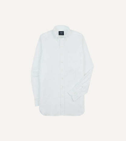 Drake's White Pinpoint Oxford Cotton Cloth Button-Down Shirt