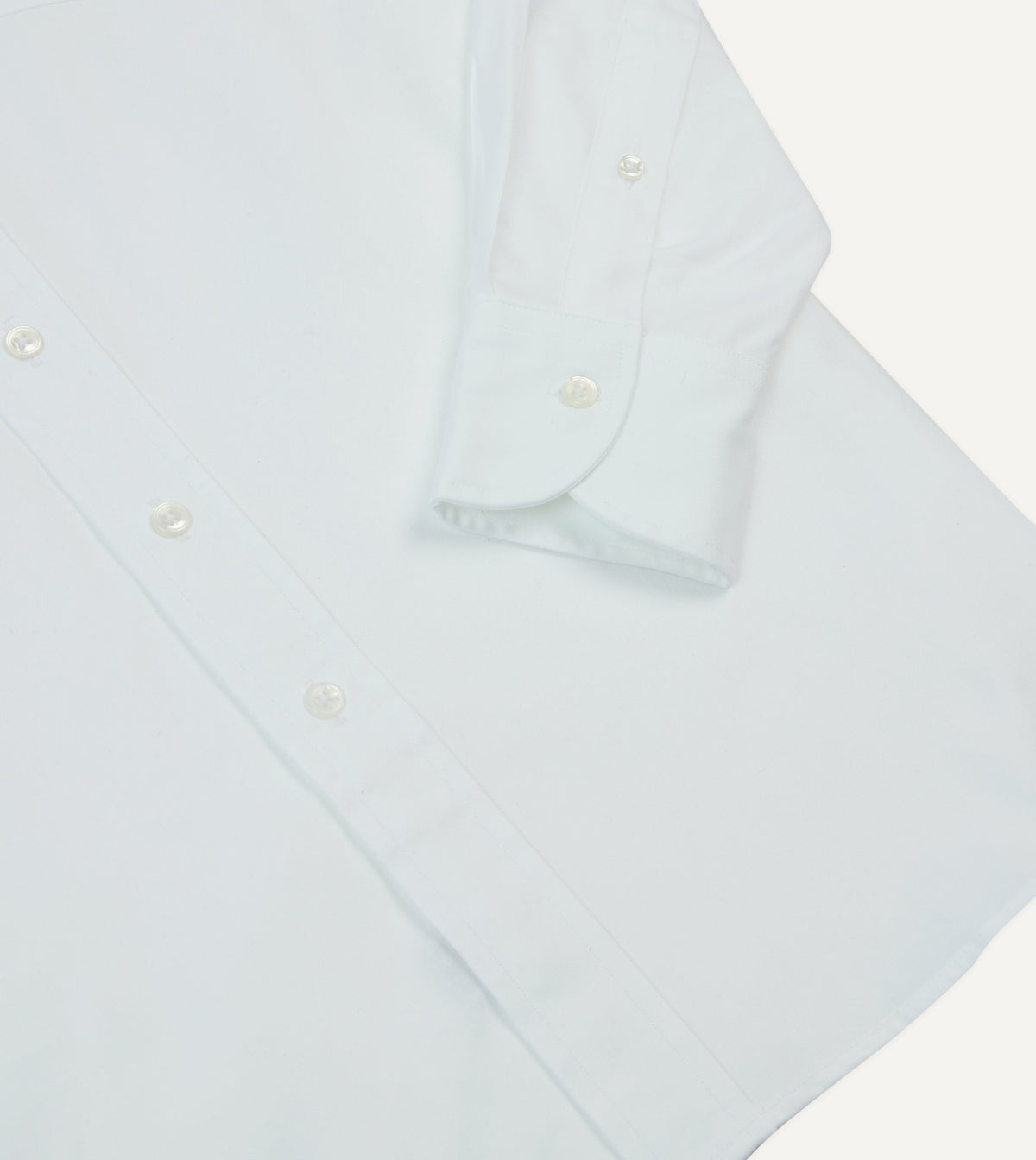 Drake's White Pinpoint Oxford Cotton Cloth Button-Down Shirt