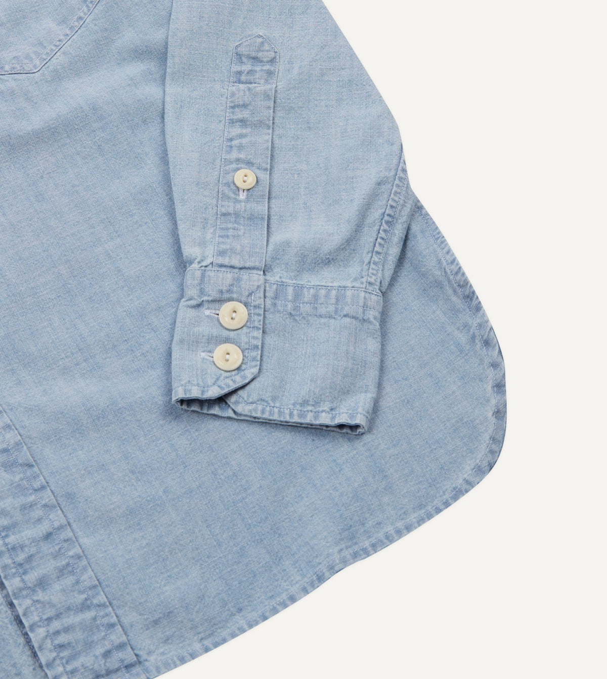 Drake's Blue Cotton Chambray Two-Pocket Work Shirt