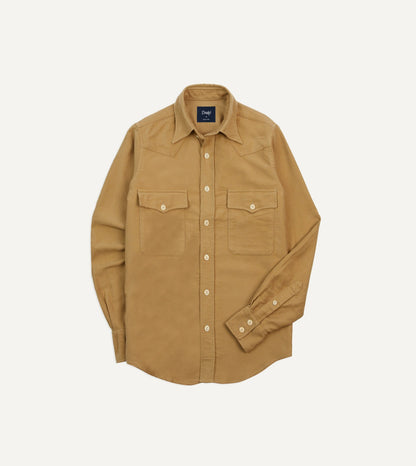 Drake's Sand Moleskin Two-Pocket Western Shirt