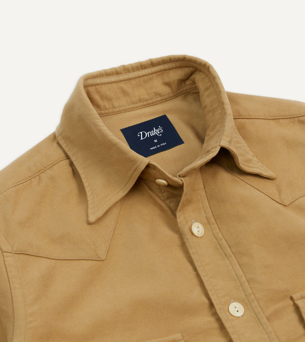 Drake's Sand Moleskin Two-Pocket Western Shirt