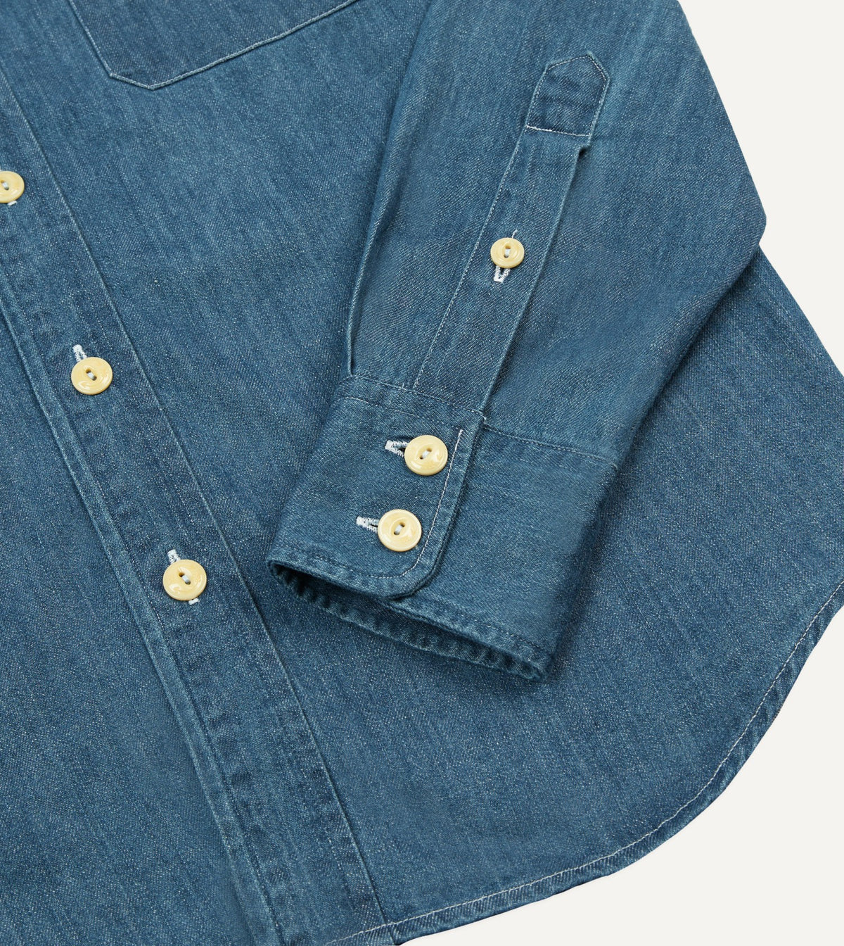 Drake's Bleach Wash Denim Two-Pocket Western Shirt