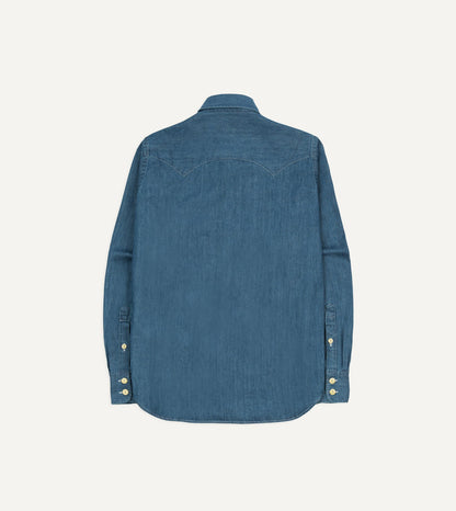 Drake's Bleach Wash Denim Two-Pocket Western Shirt