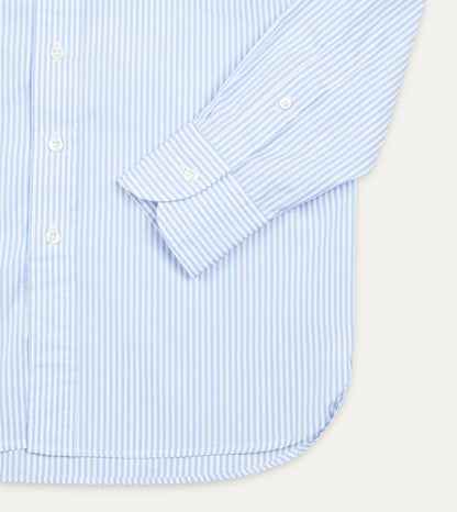 Drake's Light Blue Bengal Stripe Cotton Poplin Button-Down Shirt