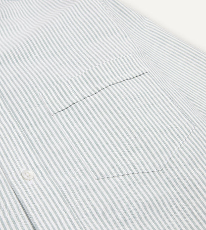 Drake's Light Green Ticking Stripe Cotton Oxford Cloth Button-Down Shirt