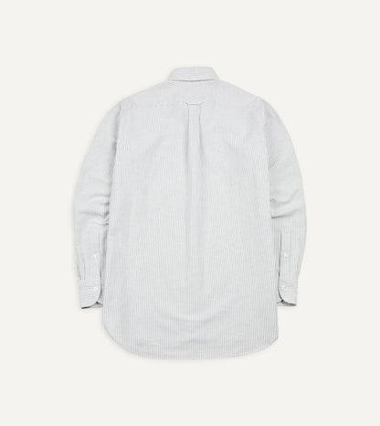 Drake's Light Green Ticking Stripe Cotton Oxford Cloth Button-Down Shirt
