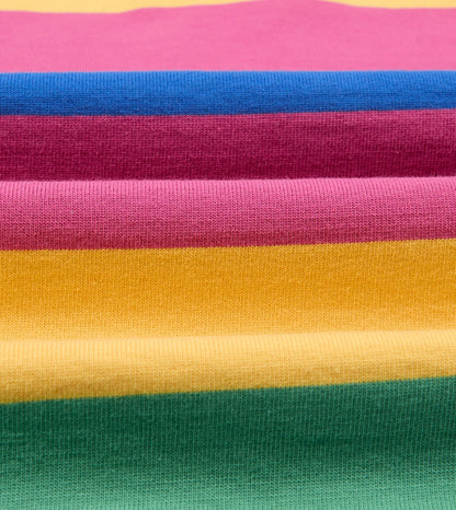 Drake's Pink, Green, Yellow and Navy Pastel Stripe Cotton Rugby Shirt