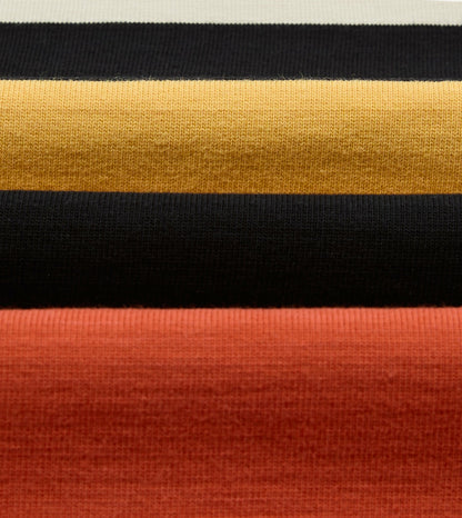 Drake's Ecru, Black and Orange Multi Stripe Cotton Rugby Shirt