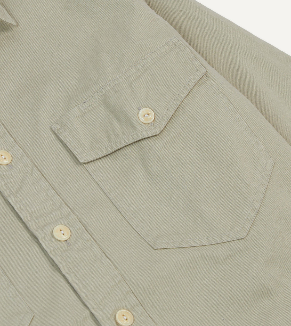 Drake's Stone Cotton Long Point Collar Work Shirt