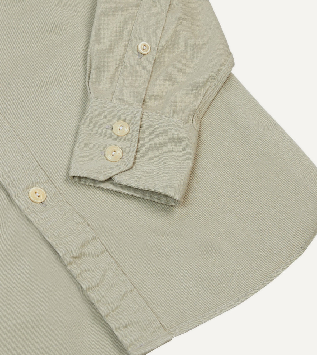 Drake's Stone Cotton Long Point Collar Work Shirt