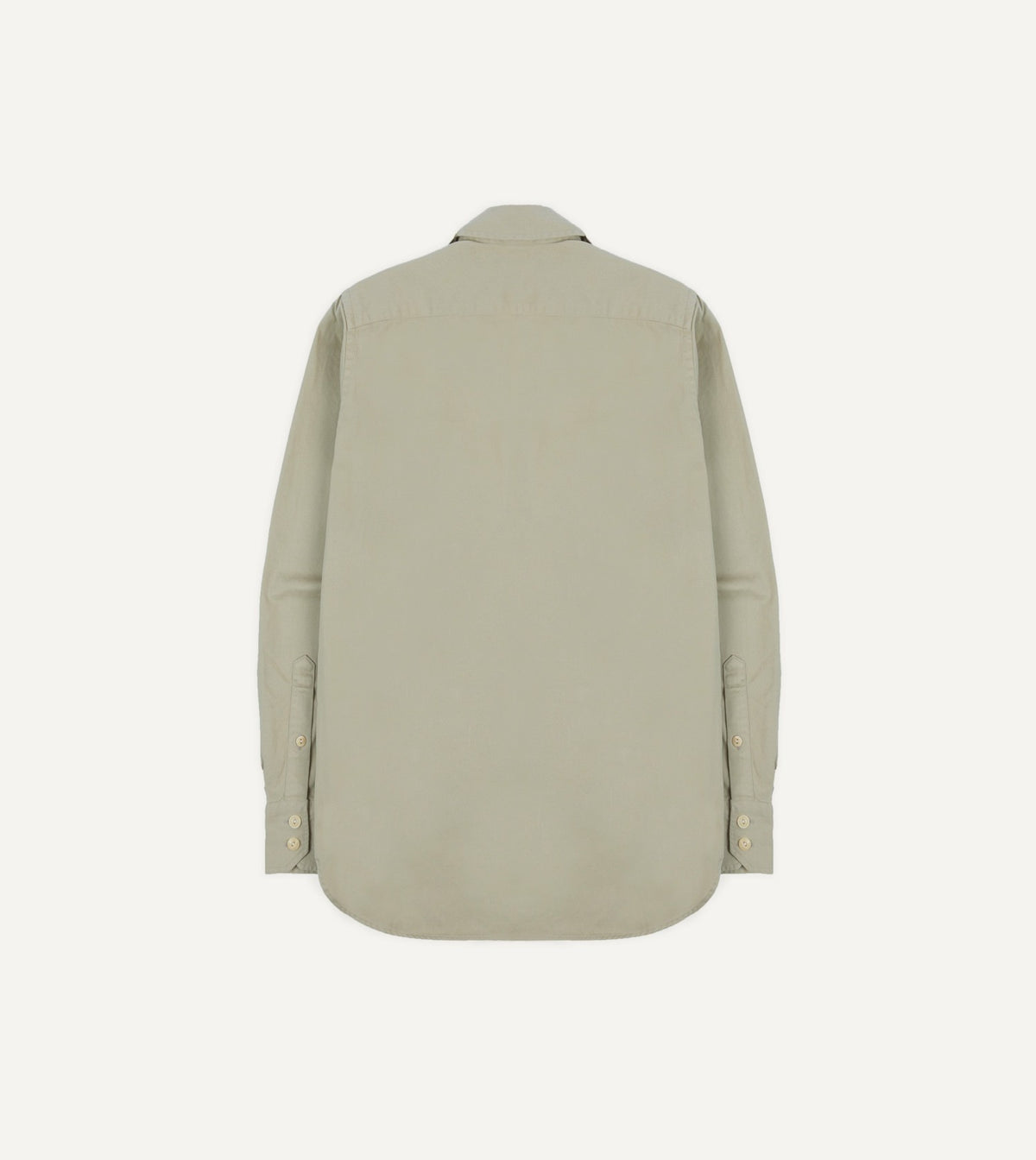 Drake's Stone Cotton Long Point Collar Work Shirt