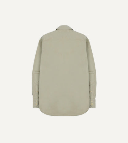 Drake's Stone Cotton Long Point Collar Work Shirt