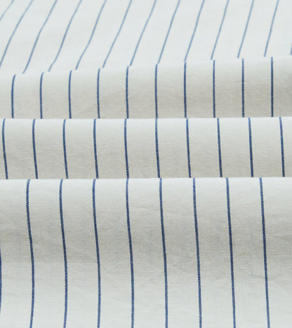 Drake's Navy Pencil Stripe Selvedge Cotton Long Point Collar Shirt