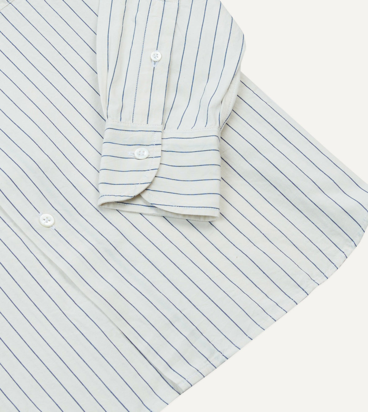 Drake's Navy Pencil Stripe Selvedge Cotton Long Point Collar Shirt