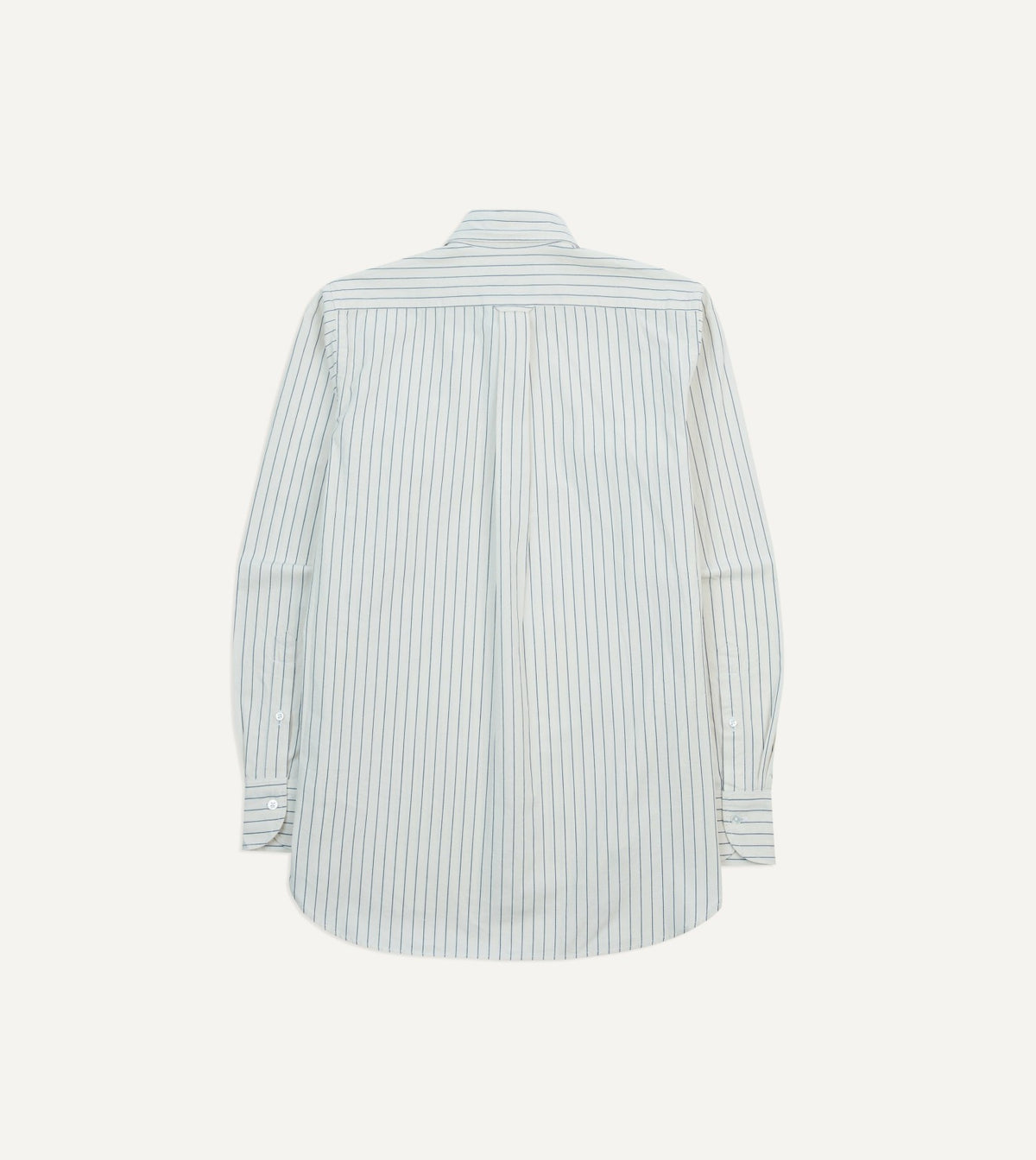 Drake's Navy Pencil Stripe Selvedge Cotton Long Point Collar Shirt
