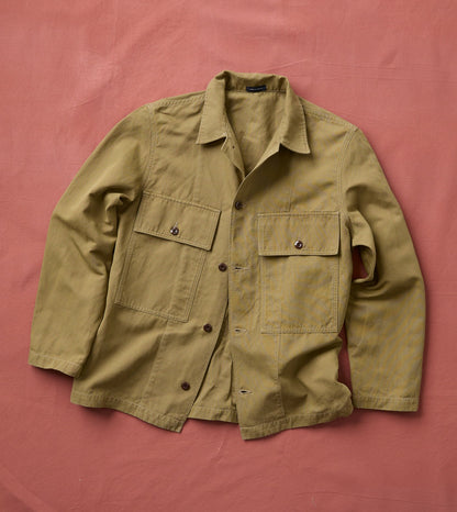 Drake's Olive Cotton-Linen Field Shirt