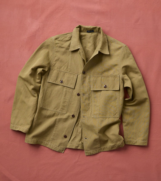 Drake's Olive Cotton-Linen Field Shirt