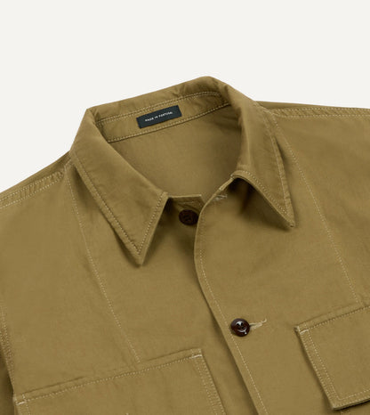 Drake's Olive Cotton-Linen Field Shirt