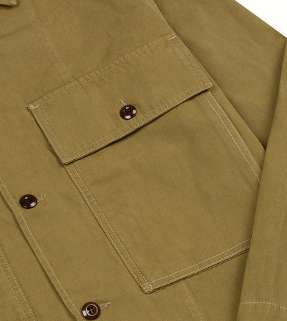 Drake's Olive Cotton-Linen Field Shirt