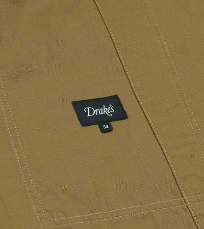 Drake's Olive Cotton-Linen Field Shirt