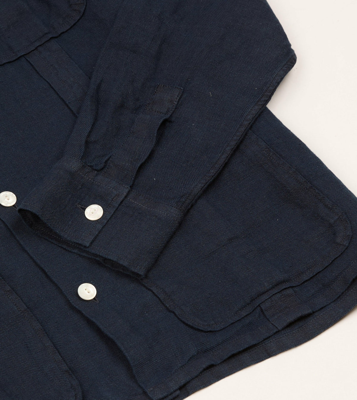 Drake's Navy Linen Twill Cuban Shirt