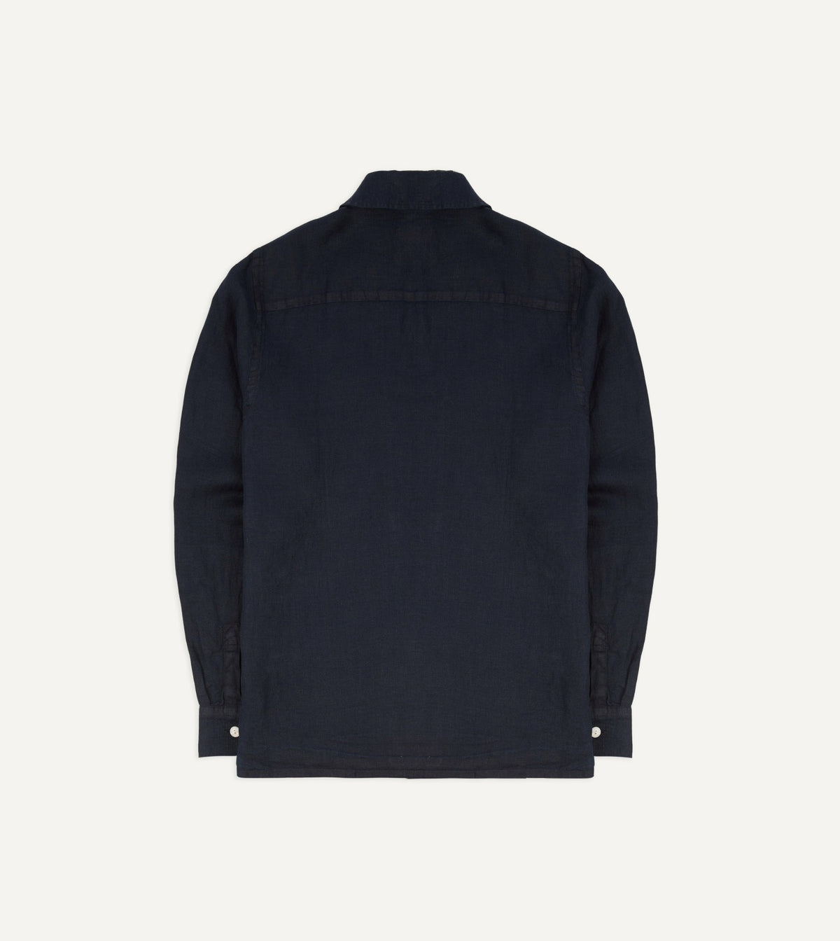 Drake's Navy Linen Twill Cuban Shirt