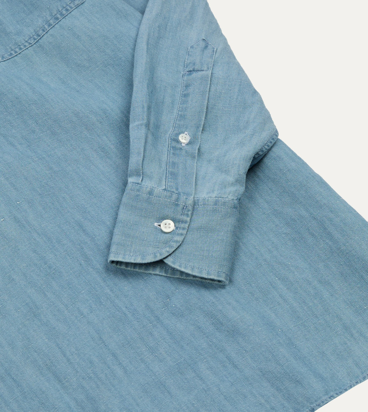 Drake's Stone Wash Cotton Chambray Button-Down Collar Popover Shirt
