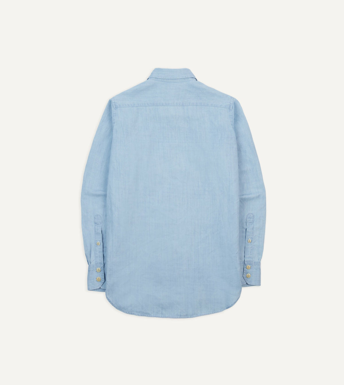 Drake's Bleach Wash Cotton-Linen Long Point Collar Work Shirt