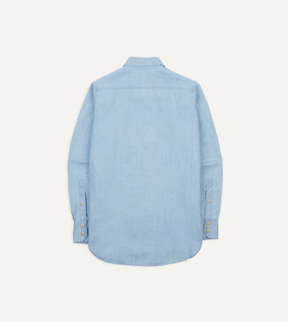 Drake's Bleach Wash Cotton-Linen Long Point Collar Work Shirt