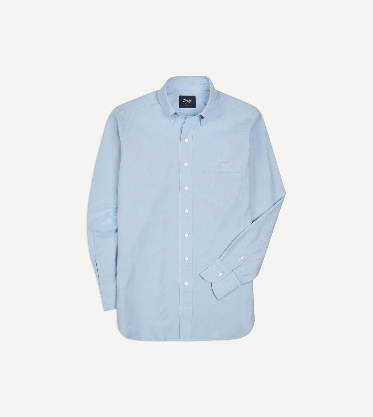 Drake's Blue Pinpoint Oxford Cotton Cloth Button-Down Shirt