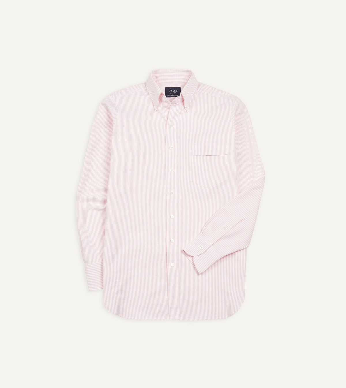 Drake's Pale Pink Ticking Stripe Cotton Oxford Cloth Button-Down Shirt