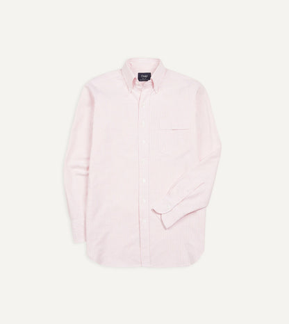 Drake's Pale Pink Ticking Stripe Cotton Oxford Cloth Button-Down Shirt
