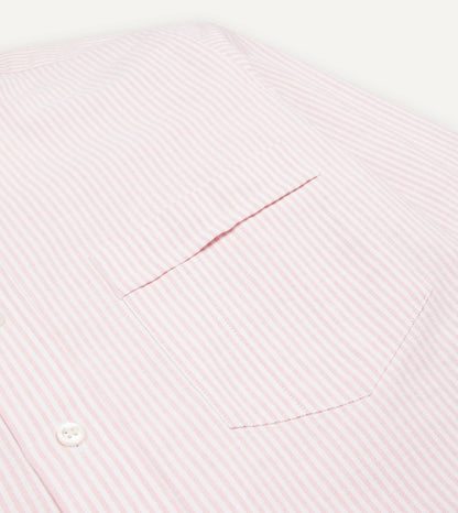 Drake's Pale Pink Ticking Stripe Cotton Oxford Cloth Button-Down Shirt