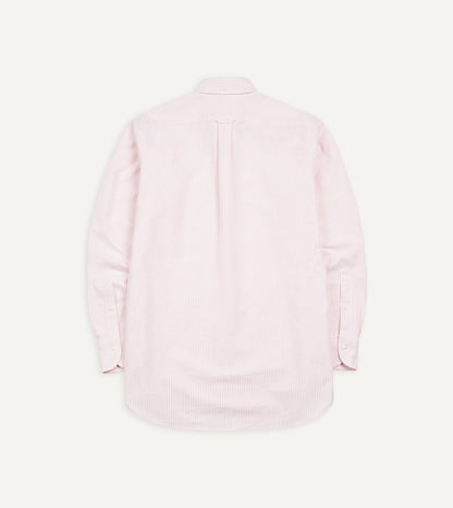 Drake's Pale Pink Ticking Stripe Cotton Oxford Cloth Button-Down Shirt