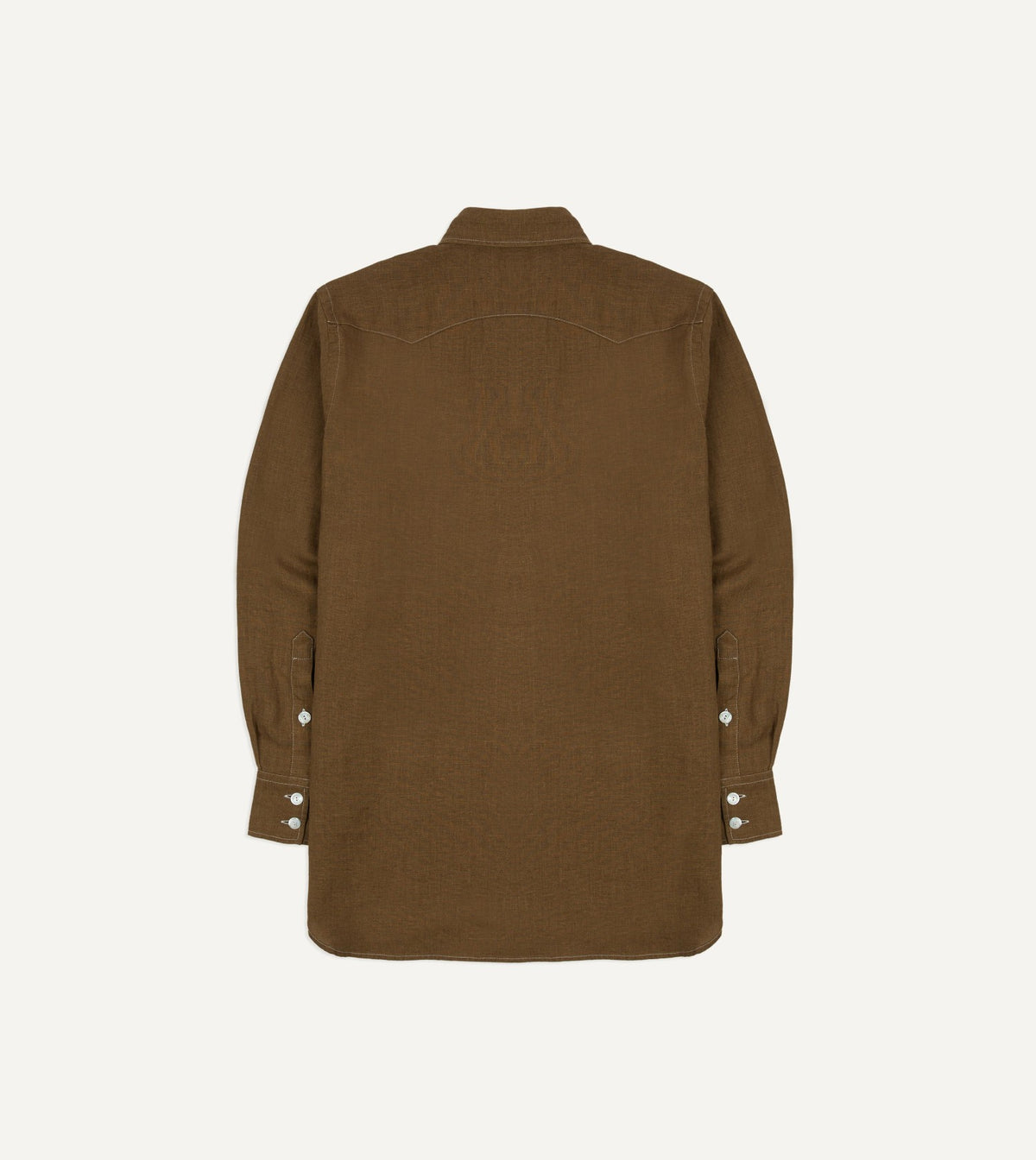 Drake's Brown Linen Two-Pocket Western Shirt