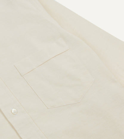 Drake's Cream Cotton Oxford Cloth Long Point Collar Shirt