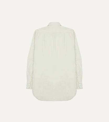 Drake's Cream Cotton Oxford Cloth Long Point Collar Shirt