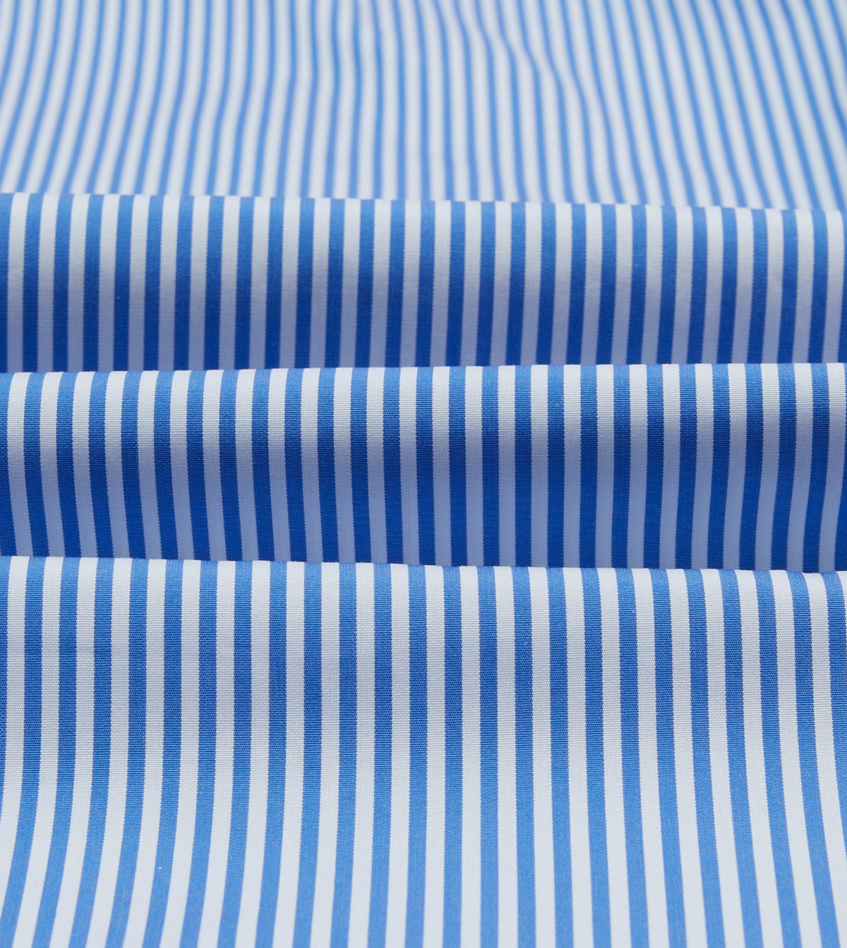 Drake's Dark Blue and White Bengal Stripe Spread Collar Cotton Poplin Shirt